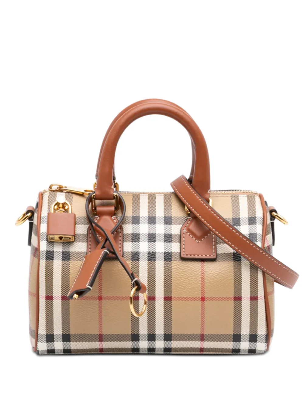 Burberry Pre-Owned 2025-2026 Mini House Check Coated Canvas Bowling Bag satchel - Braun