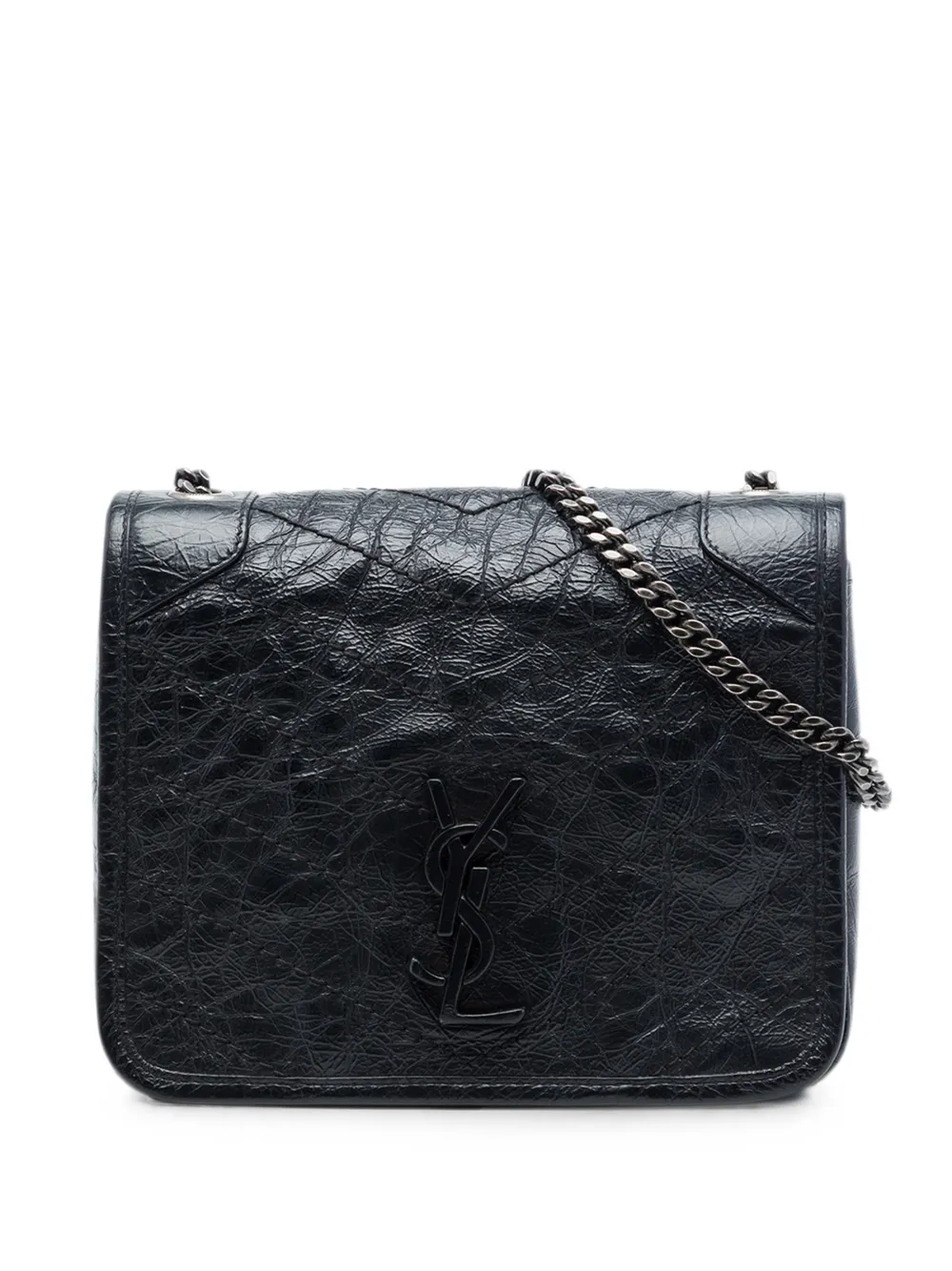 Saint Laurent Pre-Owned 2019 Crinkled Calfskin Niki Wallet on Chain crossbody bag - Nero