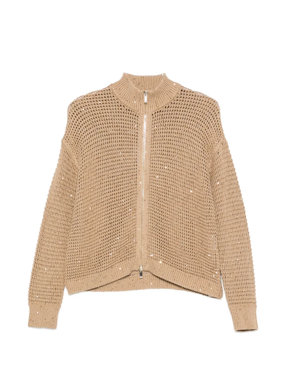 Max Mara sequin-embellished open-knit cardigan - Nude