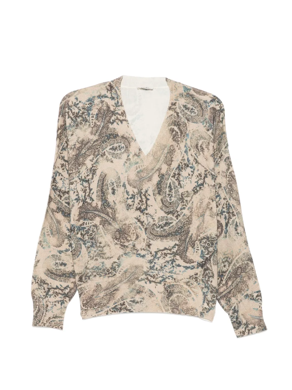 LIU JO paisley-print V-neck sweater - Nude