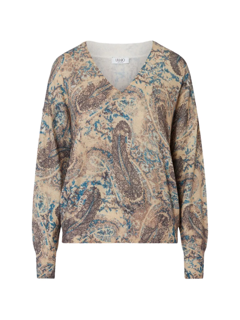 LIU JO paisley-print V-neck sweater - Toni neutri