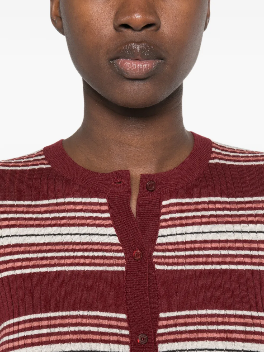 Max Mara Piombo gestreept ribgebreid vest Rood