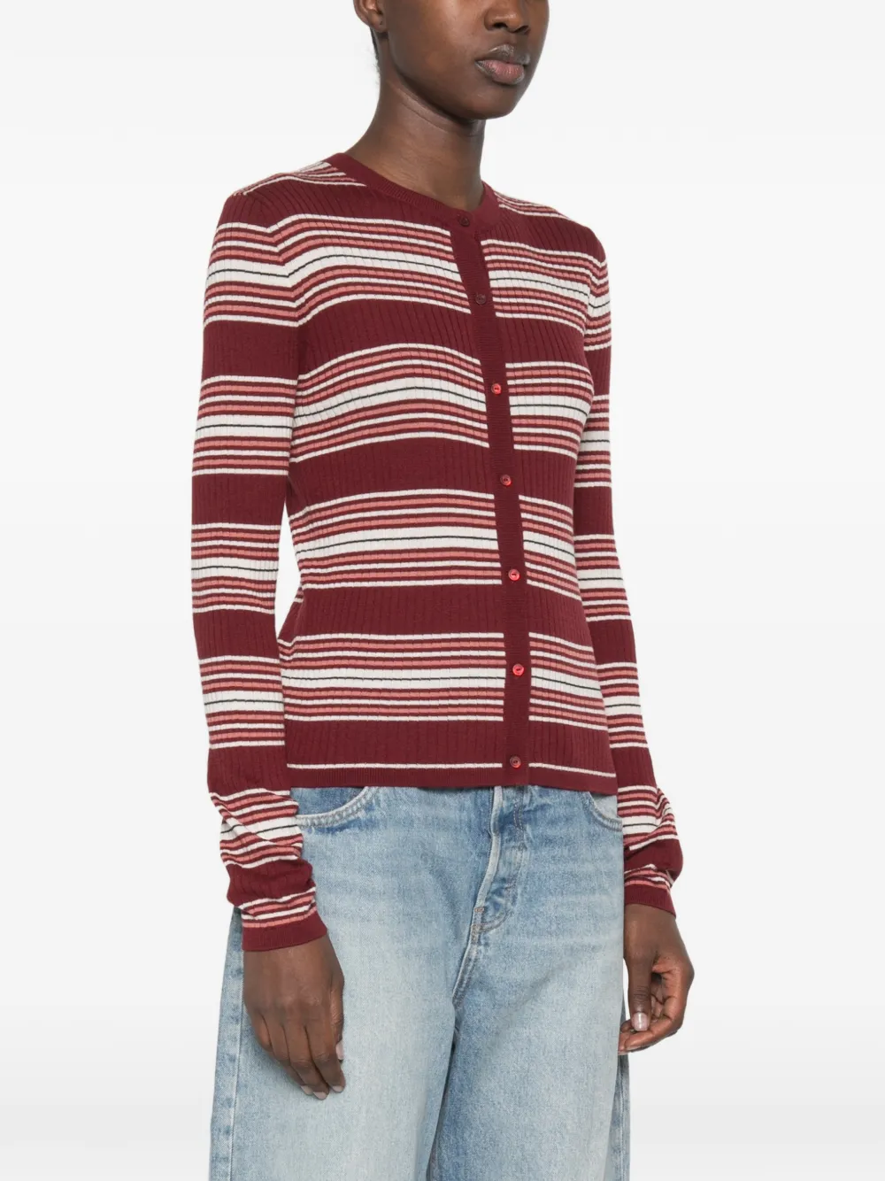 Max Mara Piombo gestreept ribgebreid vest Rood
