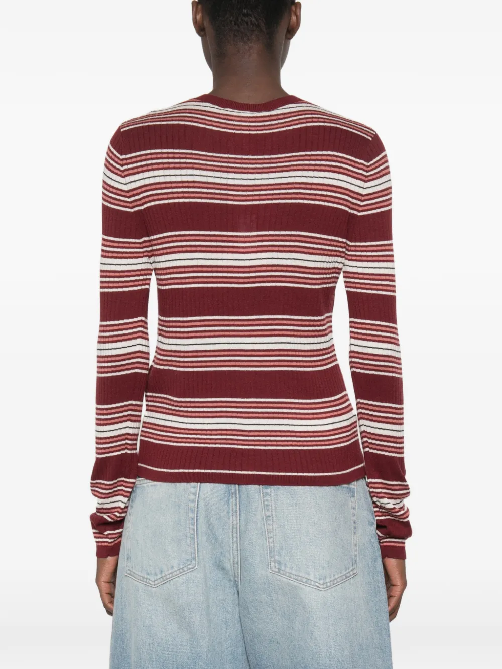 Max Mara Piombo gestreept ribgebreid vest Rood