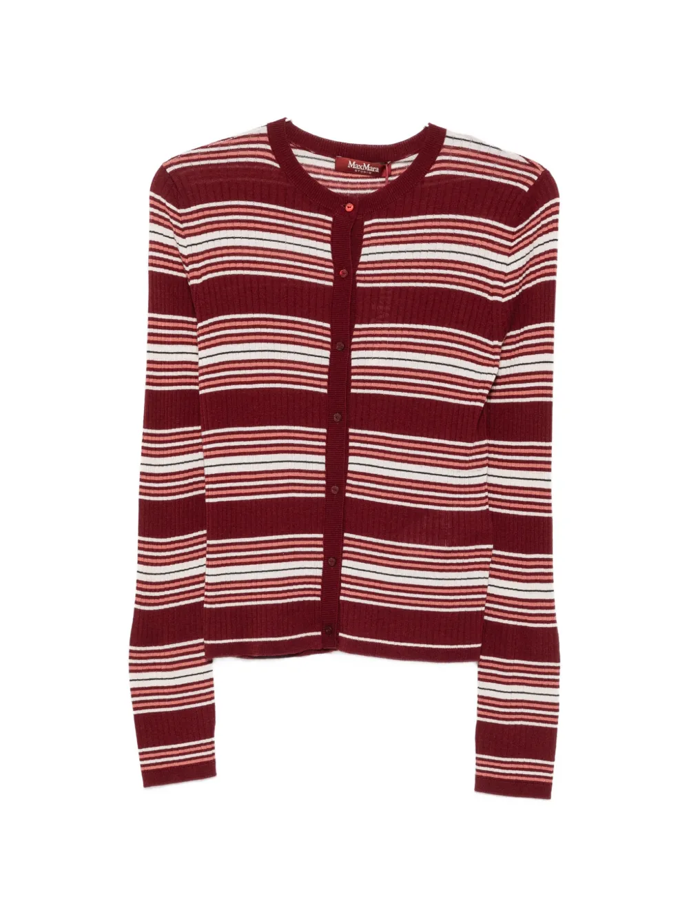 Max Mara Piombo striped ribbed-knit cardigan - Rot