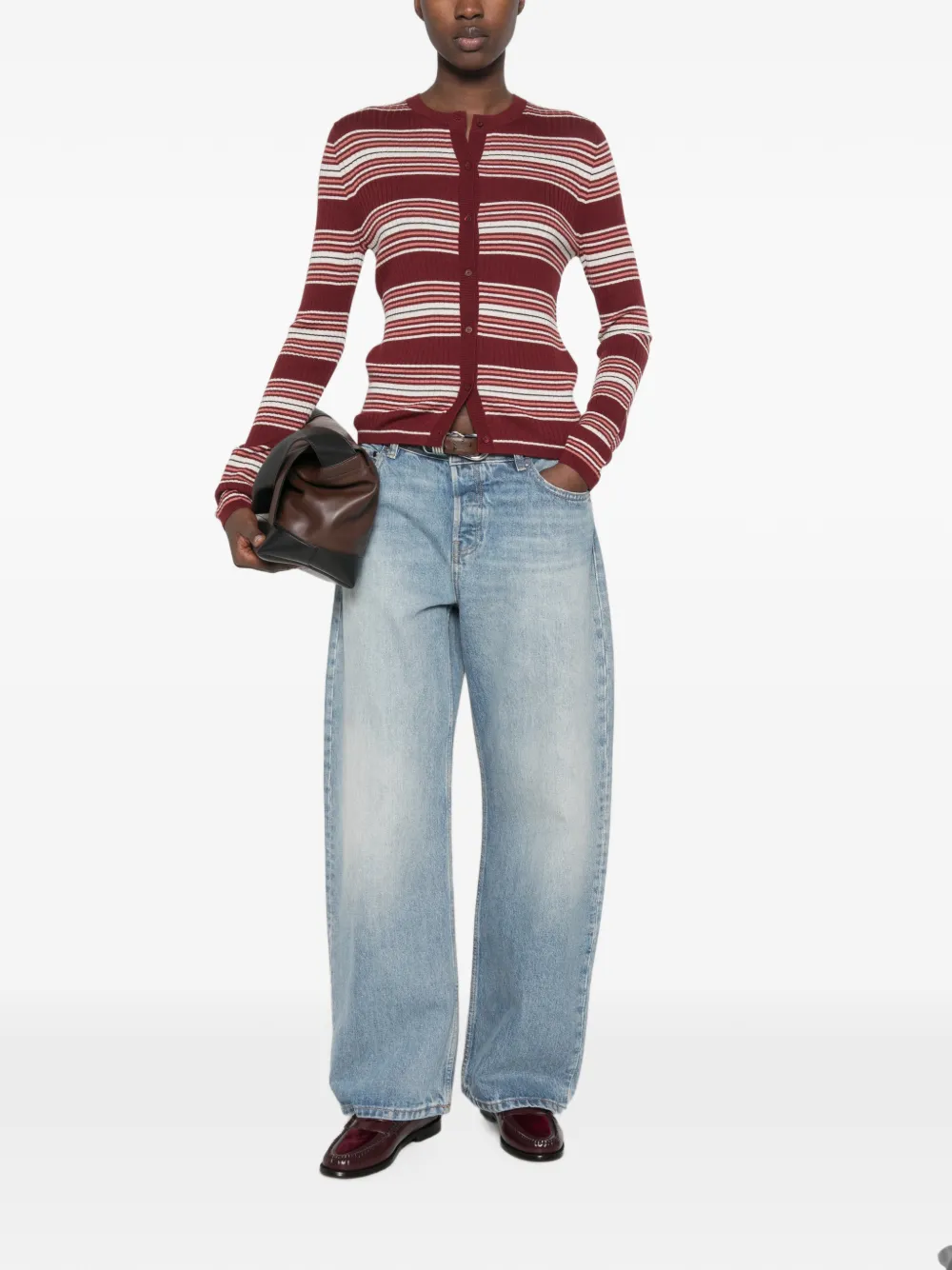 Max Mara Piombo gestreept ribgebreid vest Rood