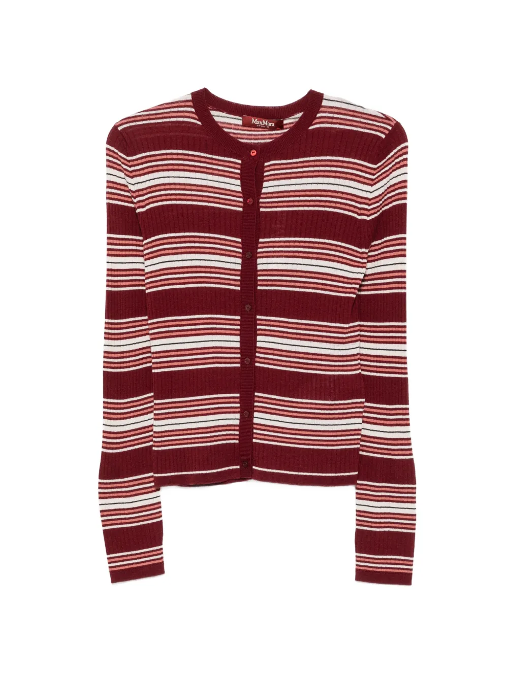 Max Mara Piombo striped ribbed-knit cardigan - Rosso