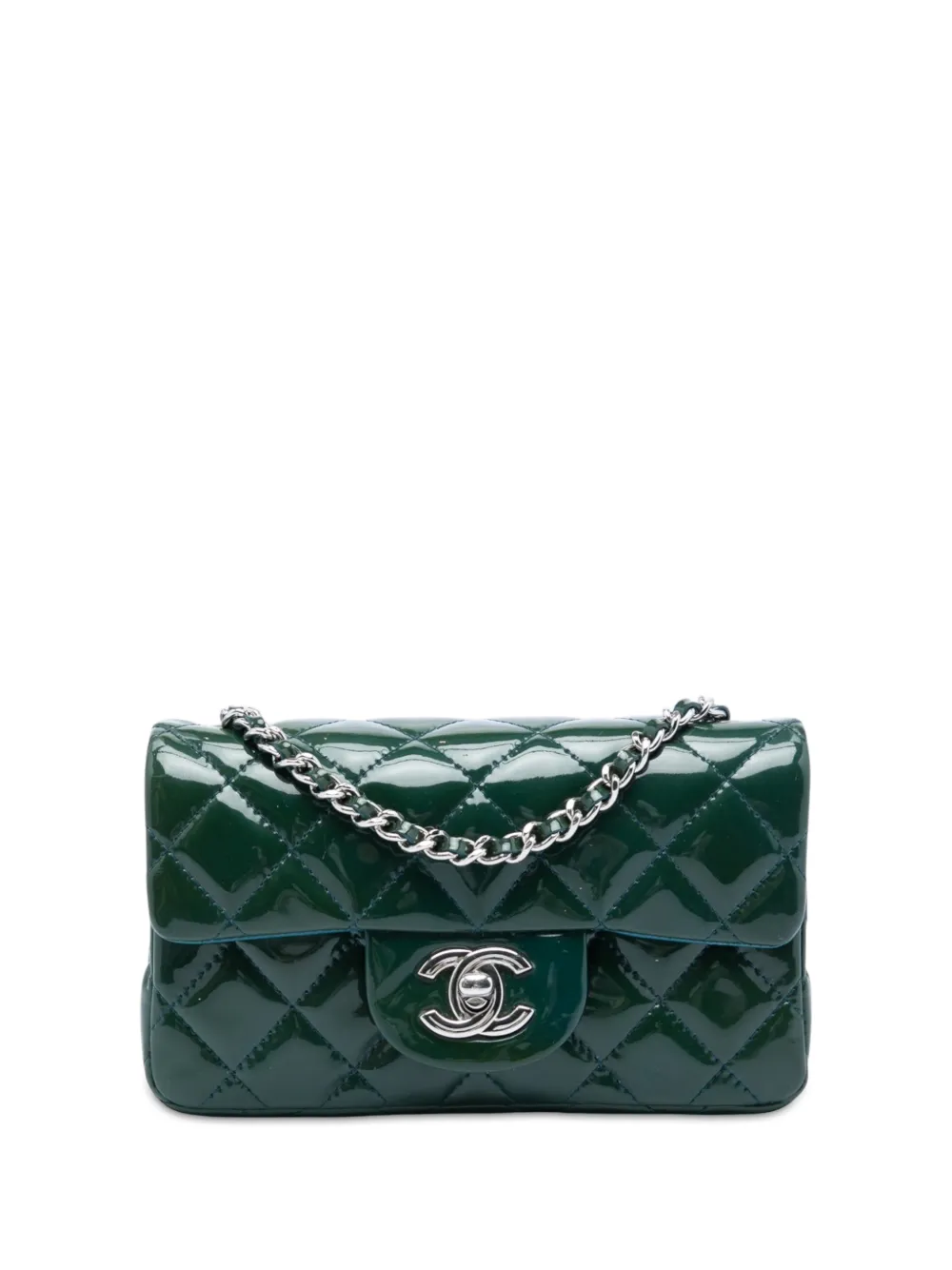 CHANEL Pre-Owned 2011 Extra Mini Rectangular Classic Patent Single Flap crossbody bag - Verde