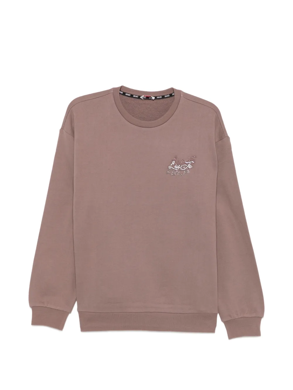 LIU JO rhinestone-embellished drop-shoulder sweatshirt - Nude