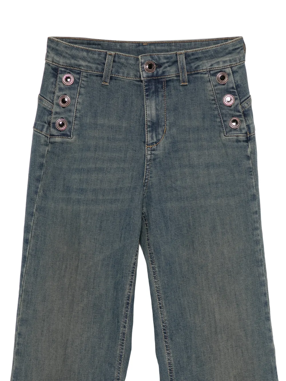LIU JO Flared jeans met knoopdetail Blauw
