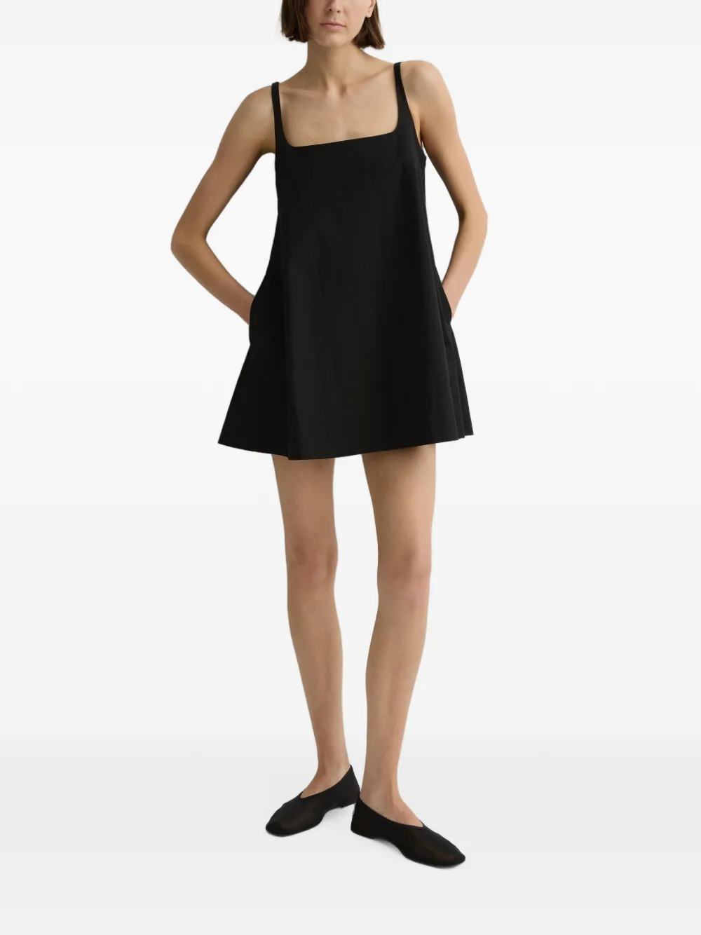 BONDI BORN Kyoto Square-neck Dress in Black, view 2