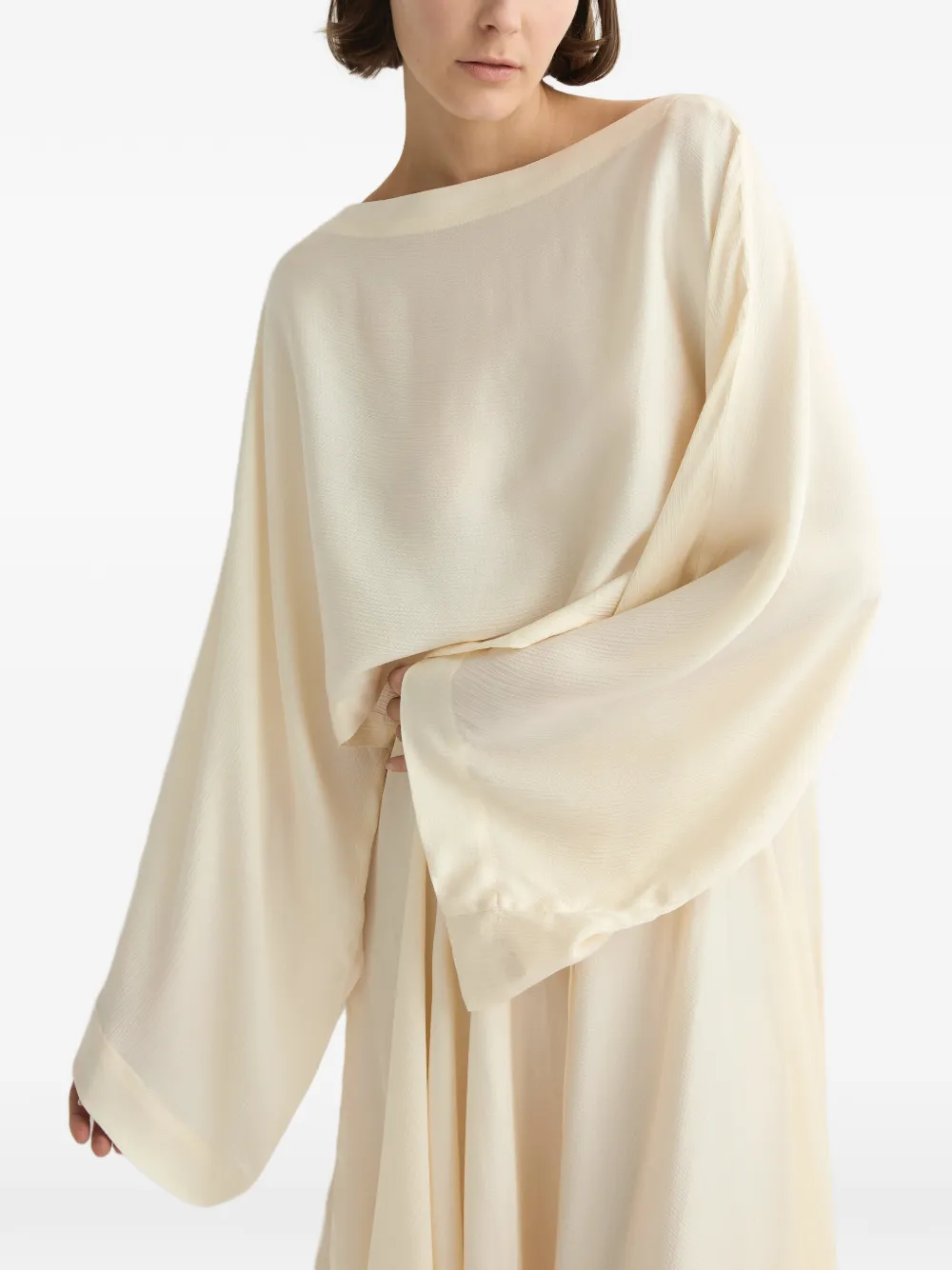 BONDI BORN Ardea Hammered-satin Top in Neutrals, view 5