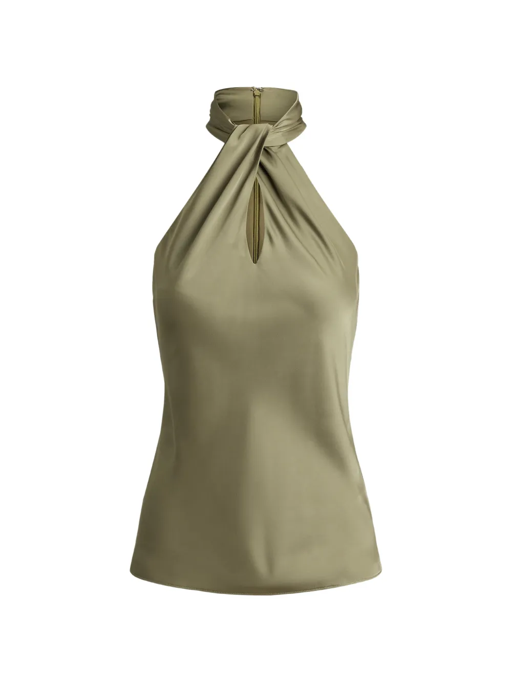 Lauren Ralph Lauren twist-front charmeuse halter blouse - Verde