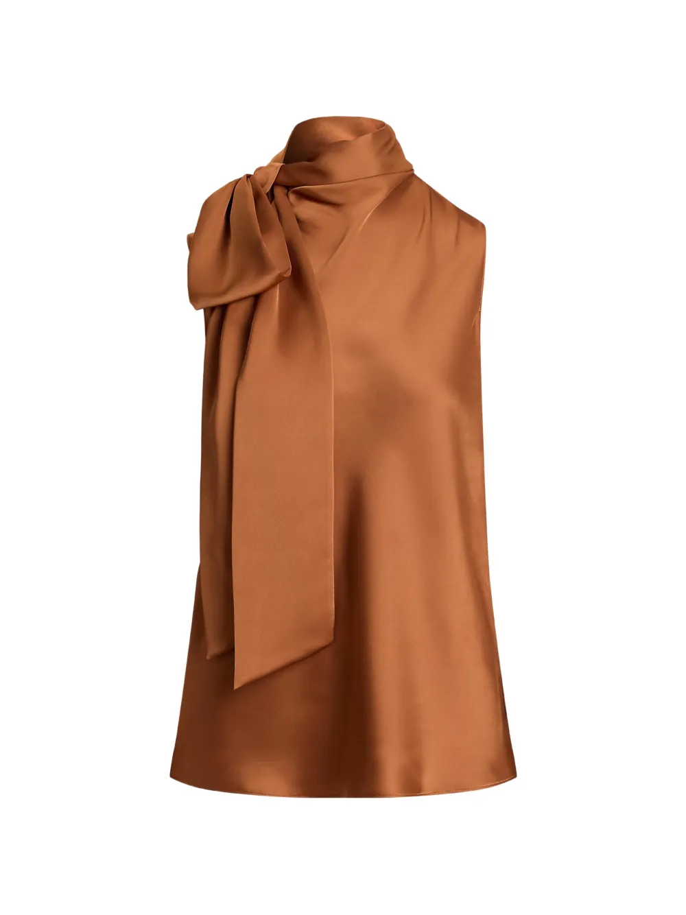 Lauren Ralph Lauren pussy-bow sleeveless blouse - Marrone