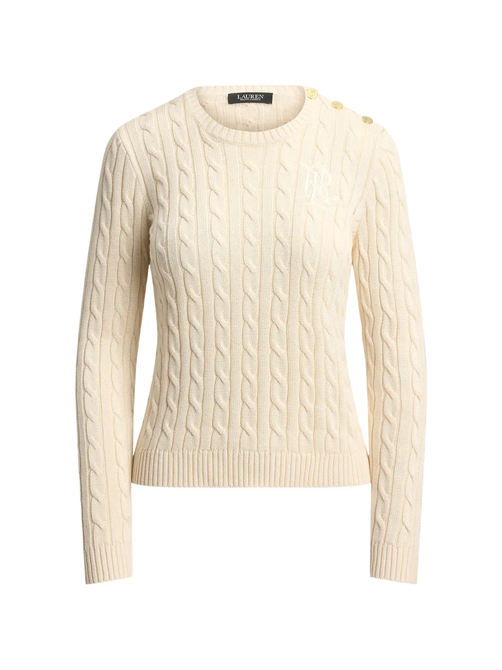 Lauren Ralph Lauren cable-knit button-detail sweater - Nude