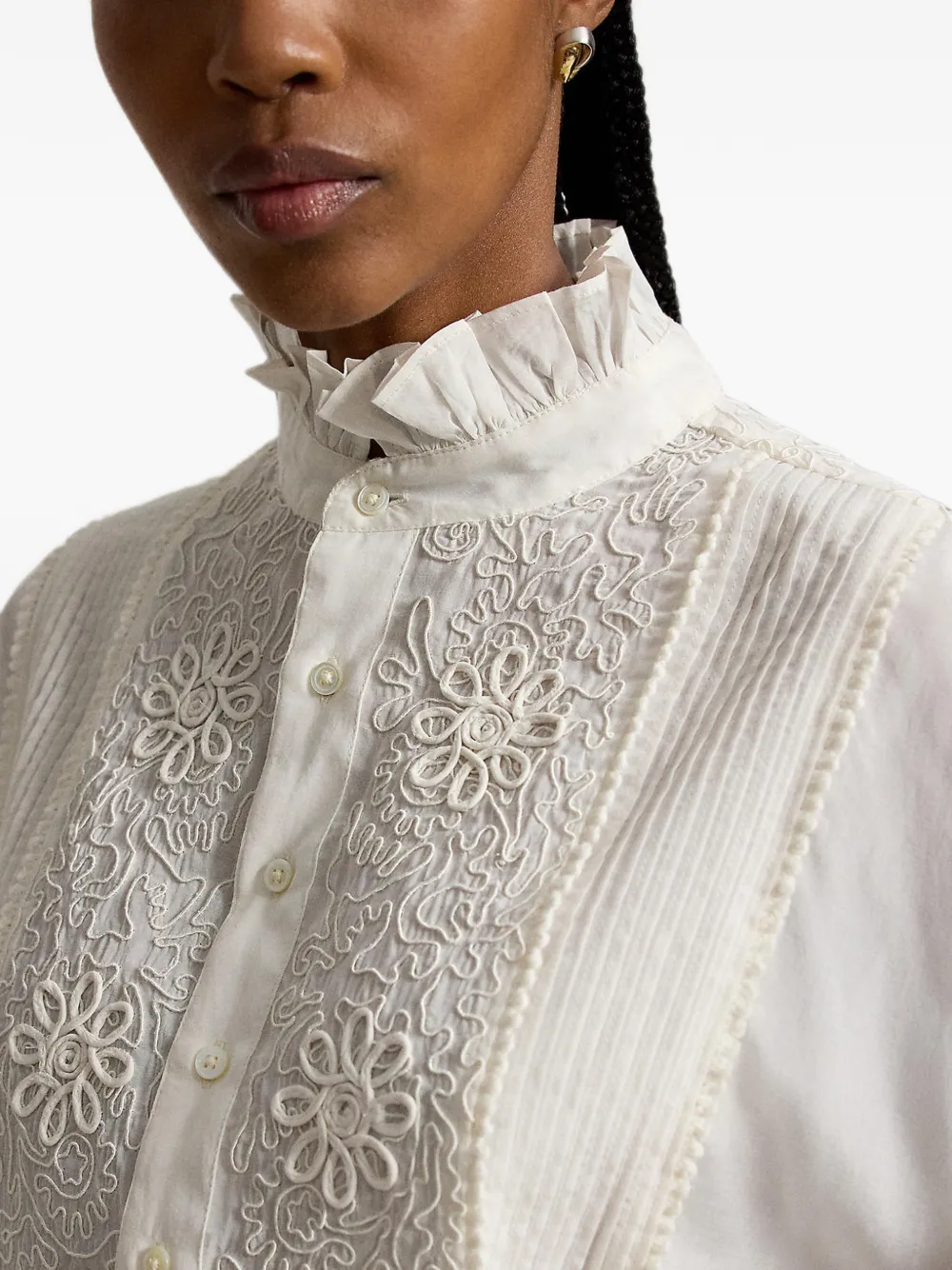Polo Ralph Lauren Blouse met ruches en borduurwerk Beige
