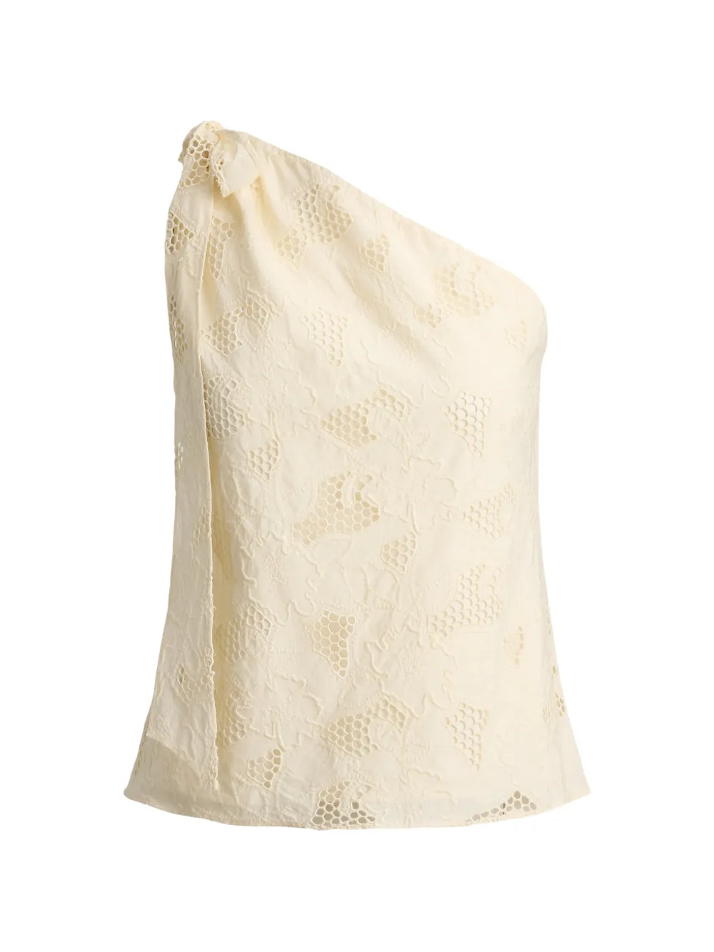 Lauren Ralph Lauren one-shoulder floral-eyelet voile blouse - Toni neutri