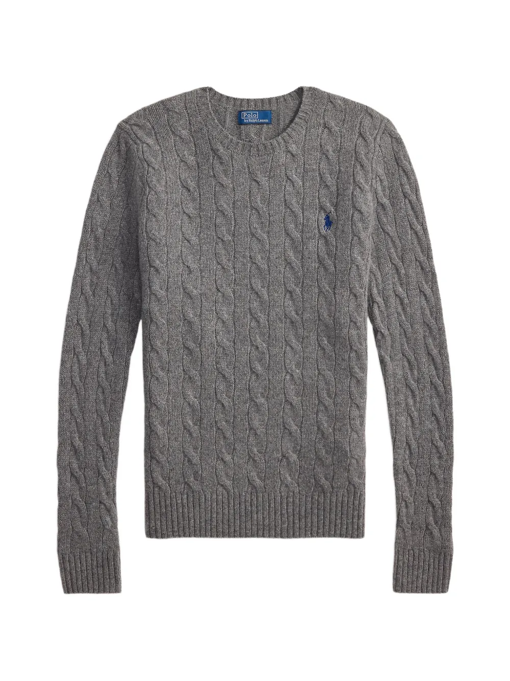 Polo Ralph Lauren Cable-knit Logo-embroidered Sweater In Grey