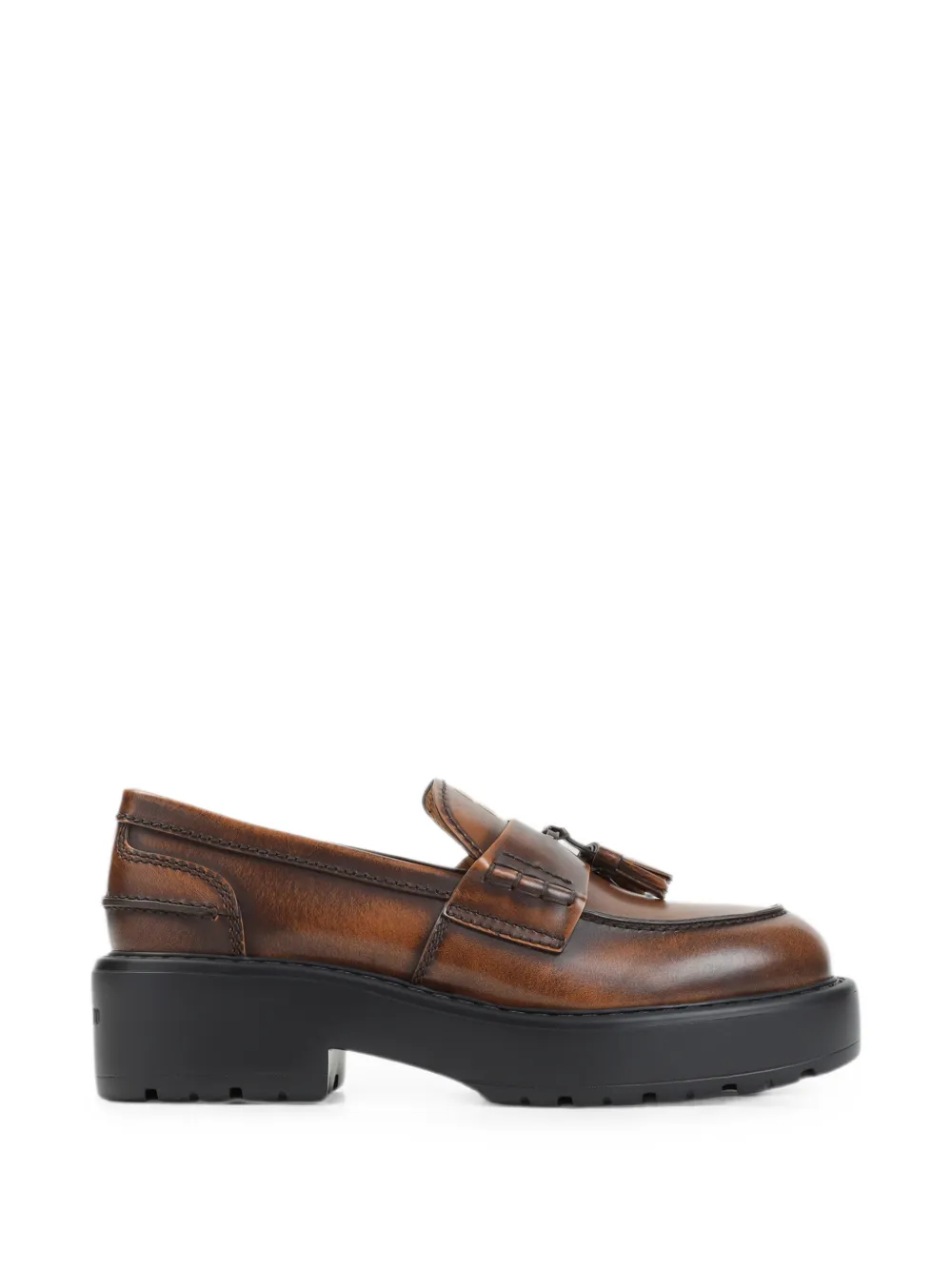 Miu Miu tassel-detail leather loafers - Marrone