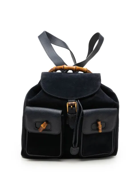 Gucci Pre-Owned 20th Century Suede Bamboo Drawstring backpack