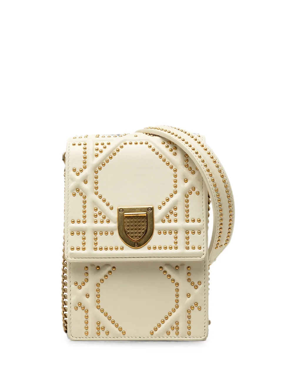 Christian Dior Pre-Owned 2017 Studded Lambskin Vertical Diorama crossbody bag - Nude