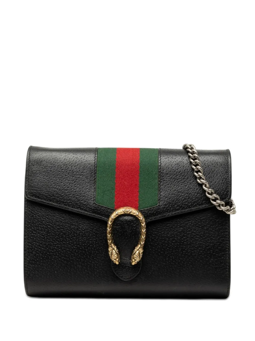 Gucci Pre-Owned 2016-2026 Mini Calfskin Dionysus Web Wallet On Chain crossbody bag - Nero
