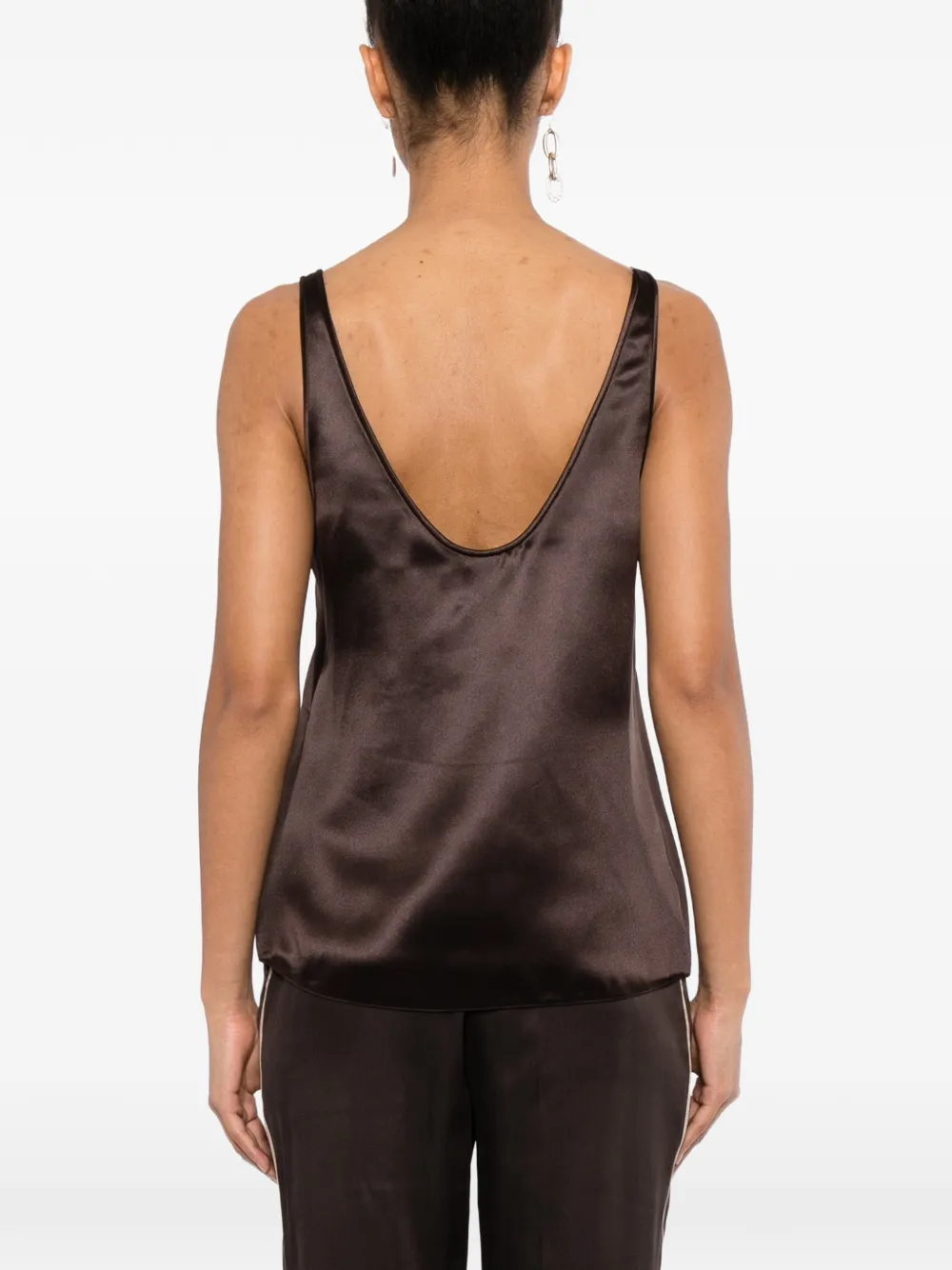 TOM FORD Zijden satijnen tanktop met lage hals Bruin