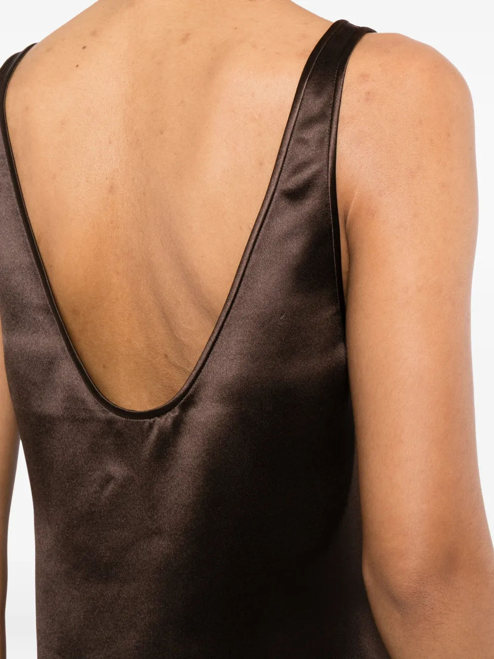 TOM FORD Zijden satijnen tanktop met lage hals Bruin
