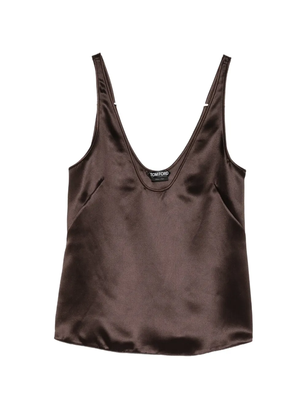 TOM FORD silk satin low neck tank top - Marrone