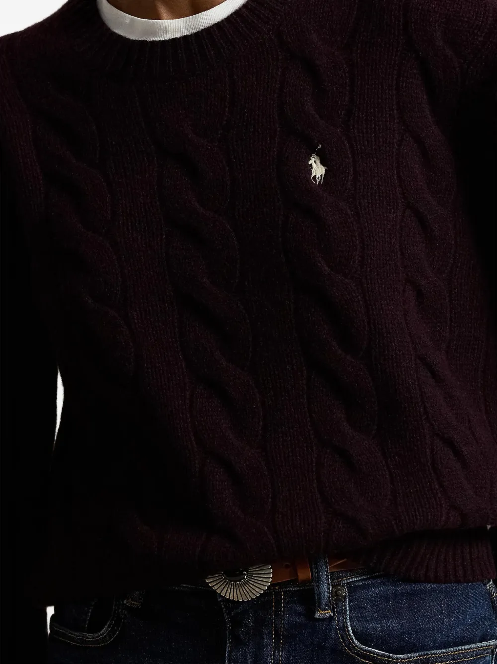 Polo Ralph Lauren Kabelgebreide trui met geborduurd logo Paars