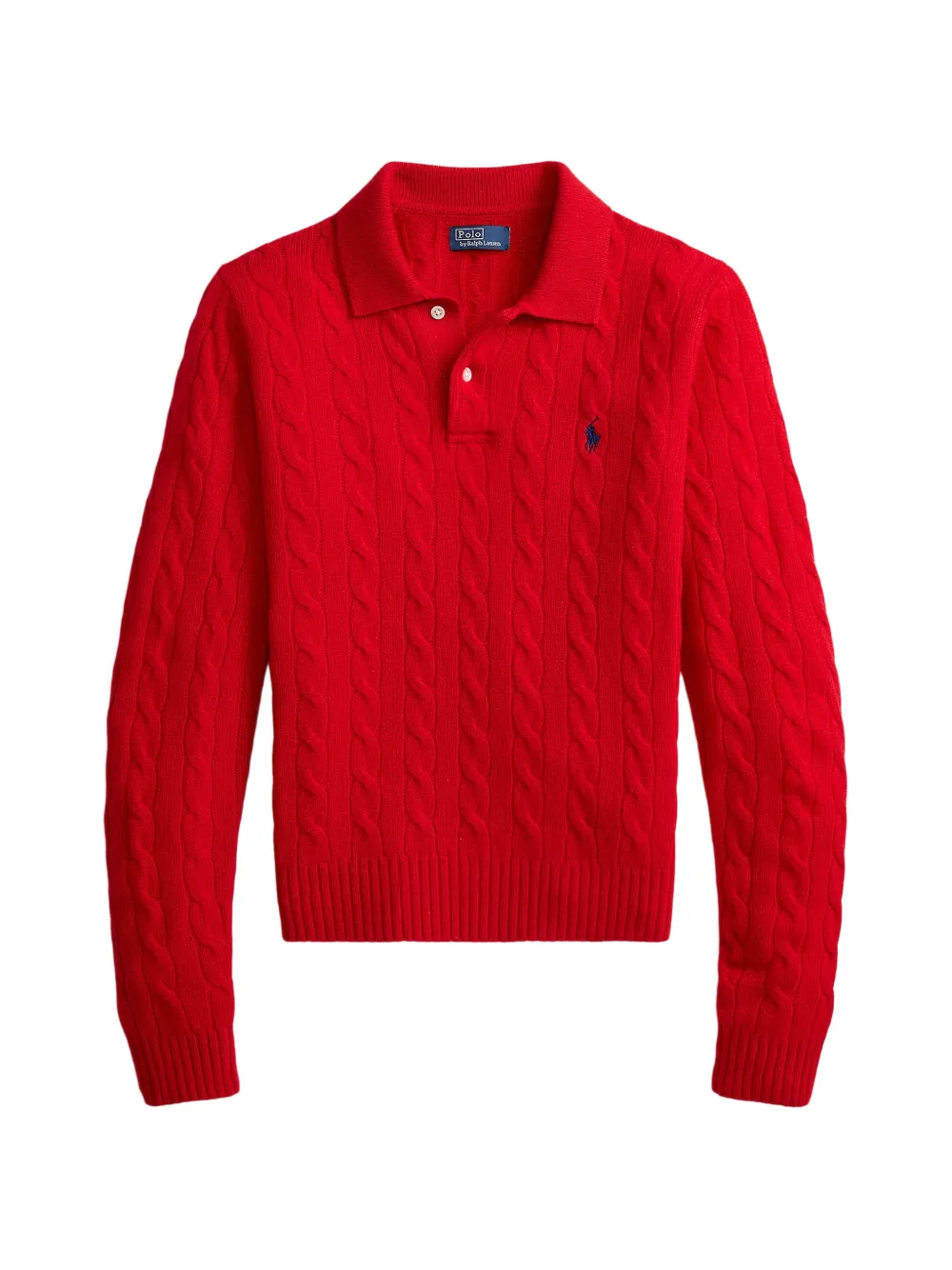 Polo Ralph Lauren cable-knit polo top - Rosso