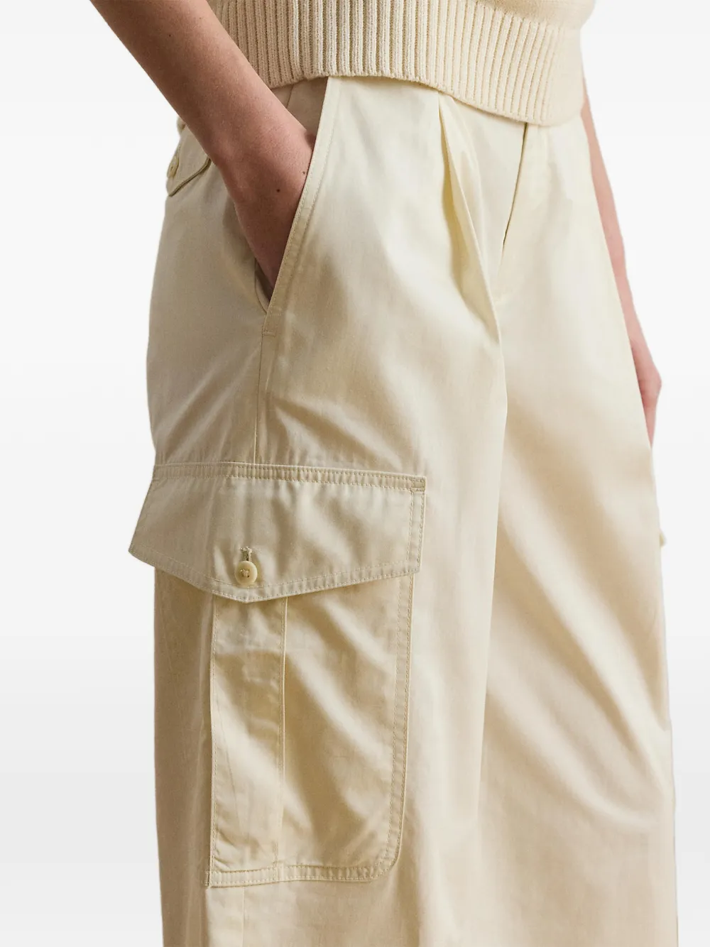 Lauren Ralph Lauren Geplooide cargo broek met wijde pijpen Beige