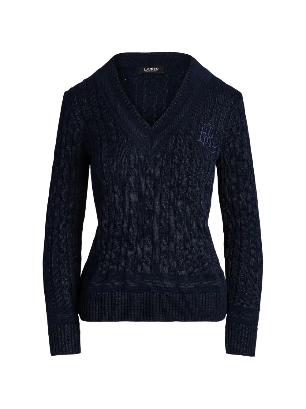 Lauren Ralph Lauren cable-knit logo-embroidered sweater - Blau