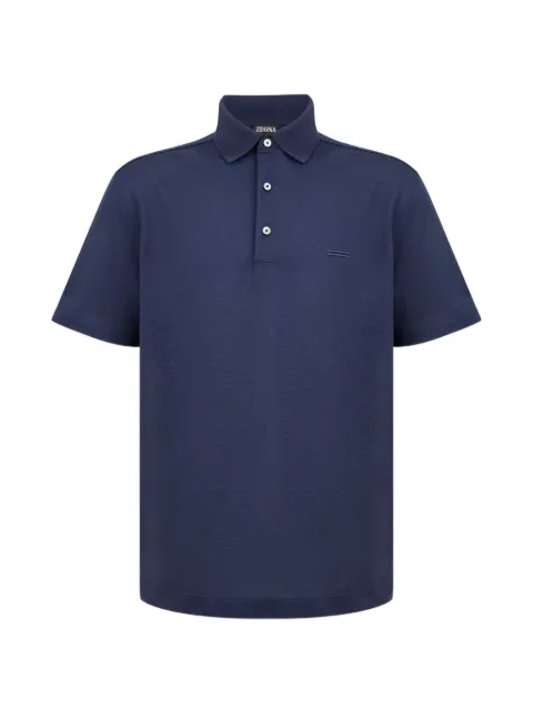 Zegna navy blue cotton piquet polo shirt