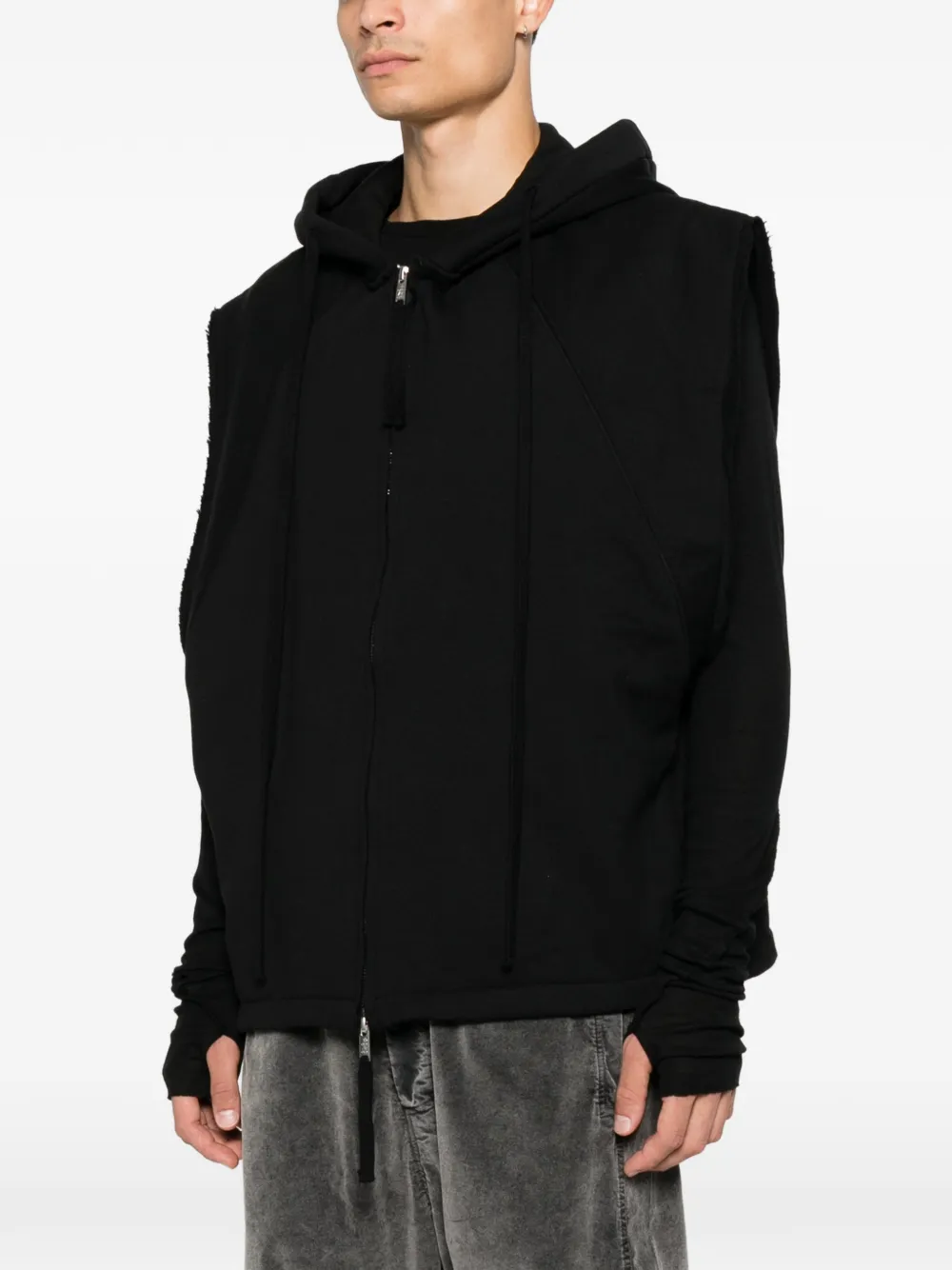Thom Krom Gerafelde hoodie met rits Zwart
