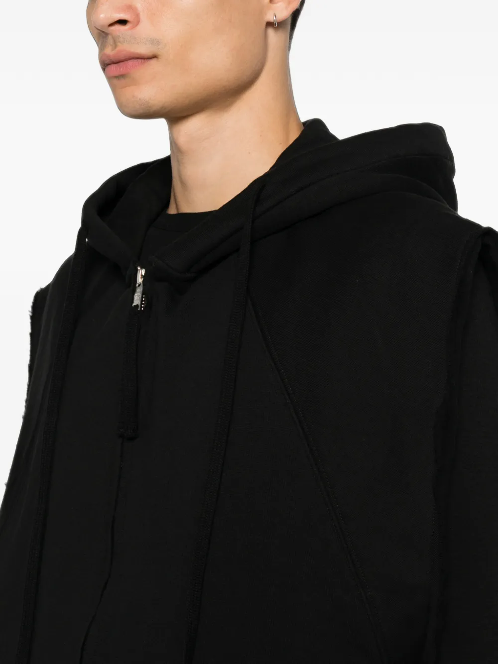Thom Krom Gerafelde hoodie met rits Zwart