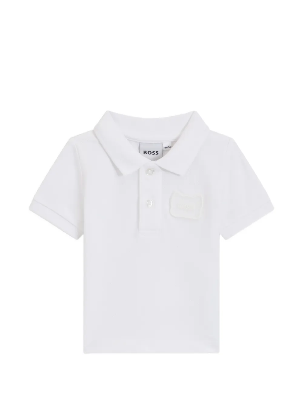 BOSS Kidswear baby stretch-cotton polo shirt with red-panda badge - Bianco