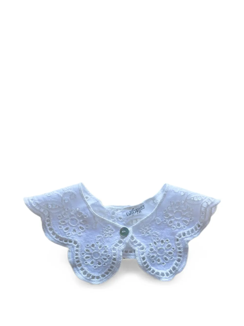Collégien Claudine broderie anglaise gewelfde kraag Wit