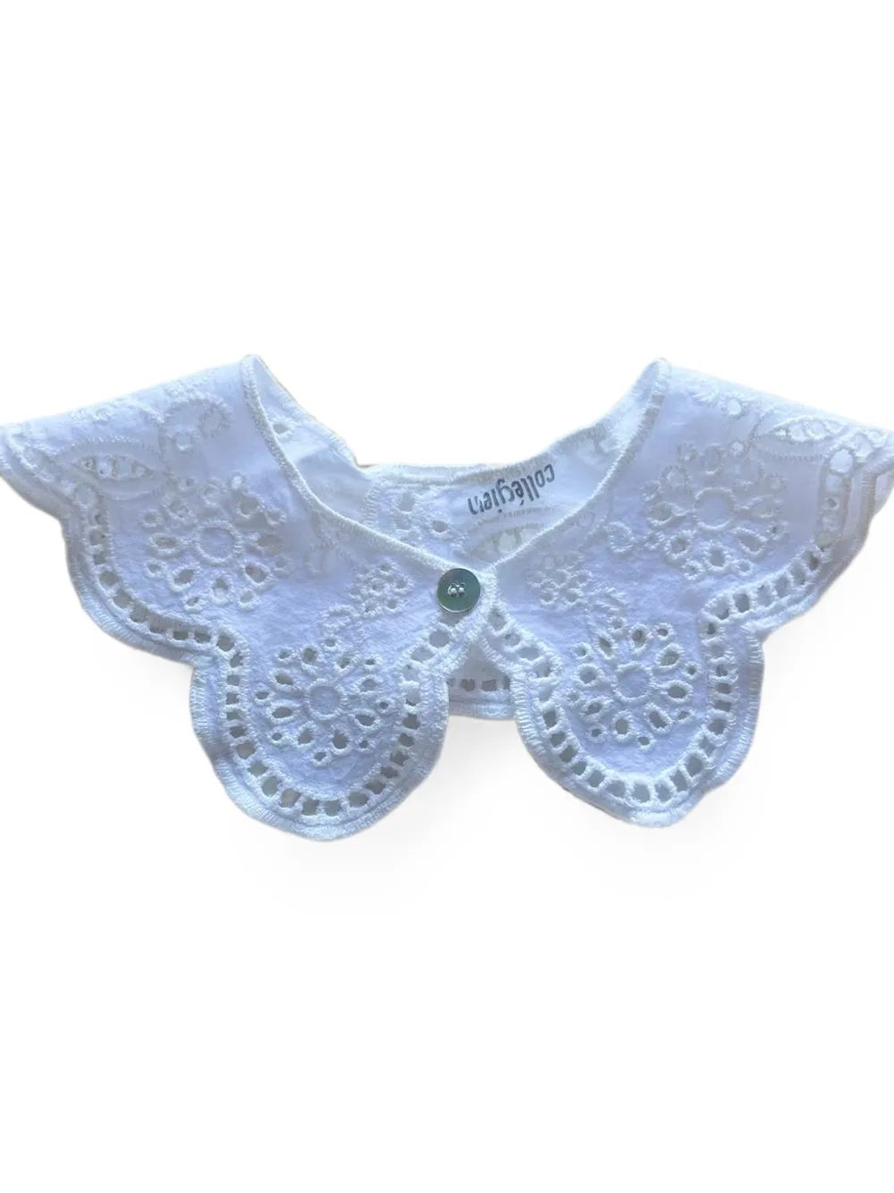 Collégien Claudine broderie anglaise gewelfde kraag Wit