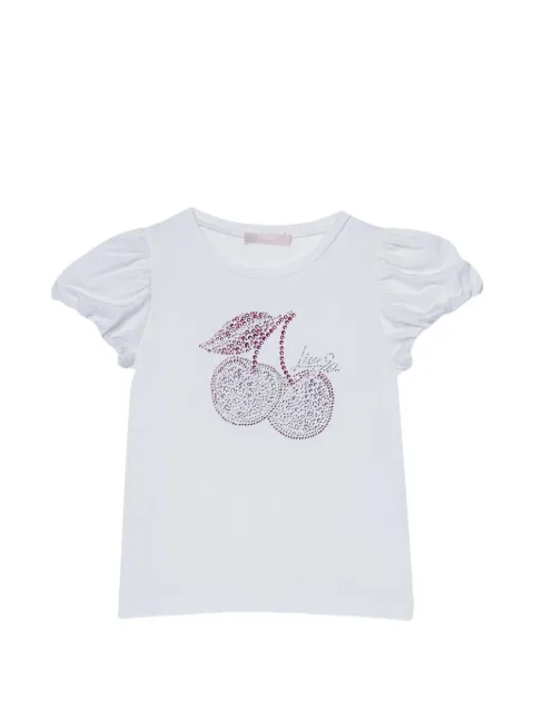 Liu Jo Kids rhinestone-embellished puff-sleeve T-shirt
