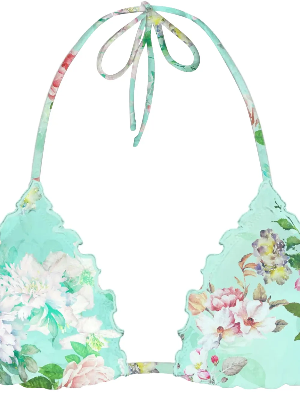 MC2 Saint Barth floral-print scalloped-trim bikini top Groen