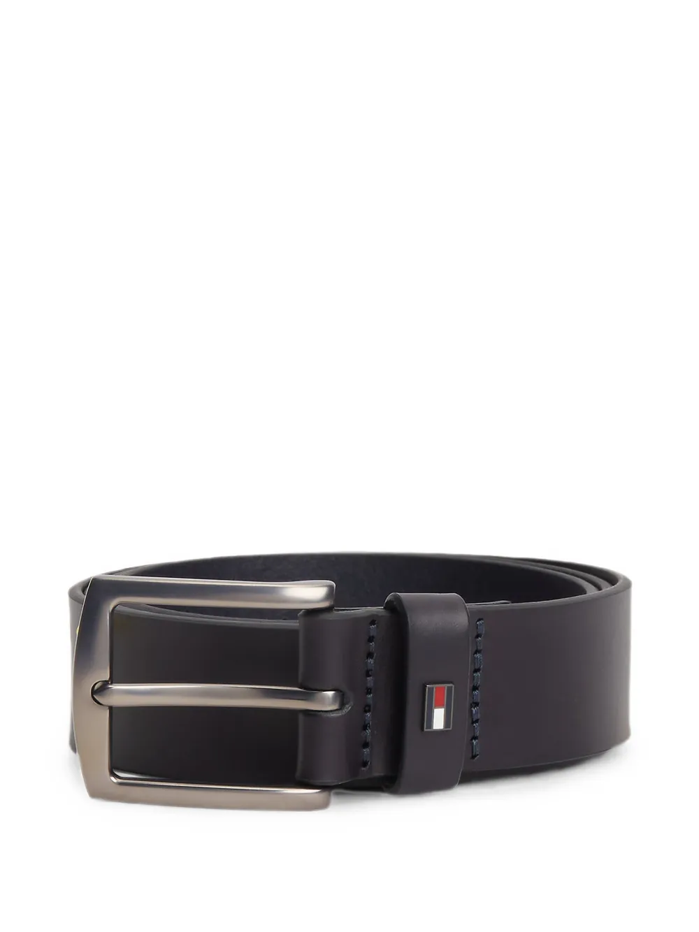 Tommy Hilfiger Denton logo-plaque leather belt - Blu