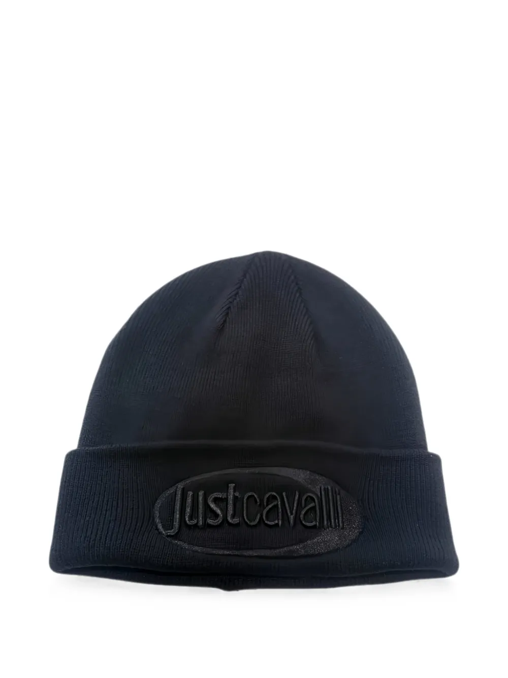 Just Cavalli logo-embroidered turn-up beanie hat - Nero