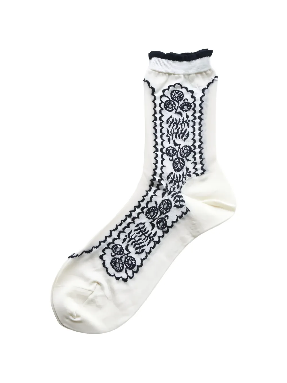 Antipast floral-intarsia ruffled socks - Bianco