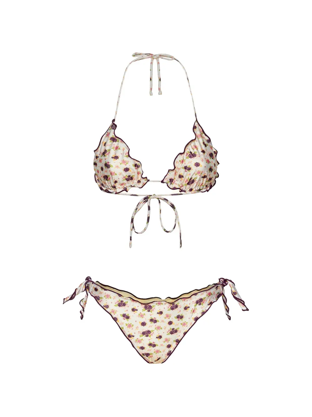 ME FUI floral-print ruffled bikini - Nude