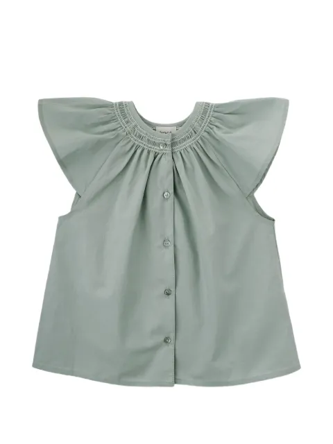 Knot Elissa smocked-neck ruffled-sleeve blouse