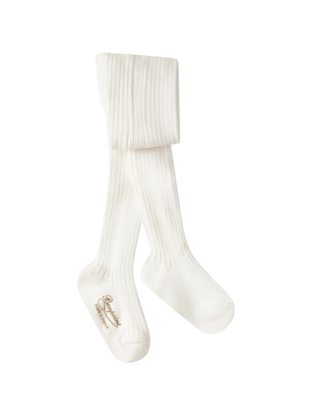 Bonpoint ribbed-knit logo-print tights - Bianco