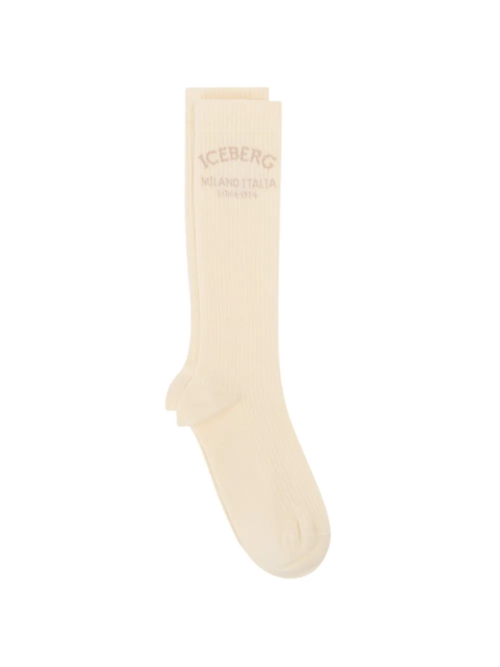 Iceberg logo-intarsia ribbed socks - Nude