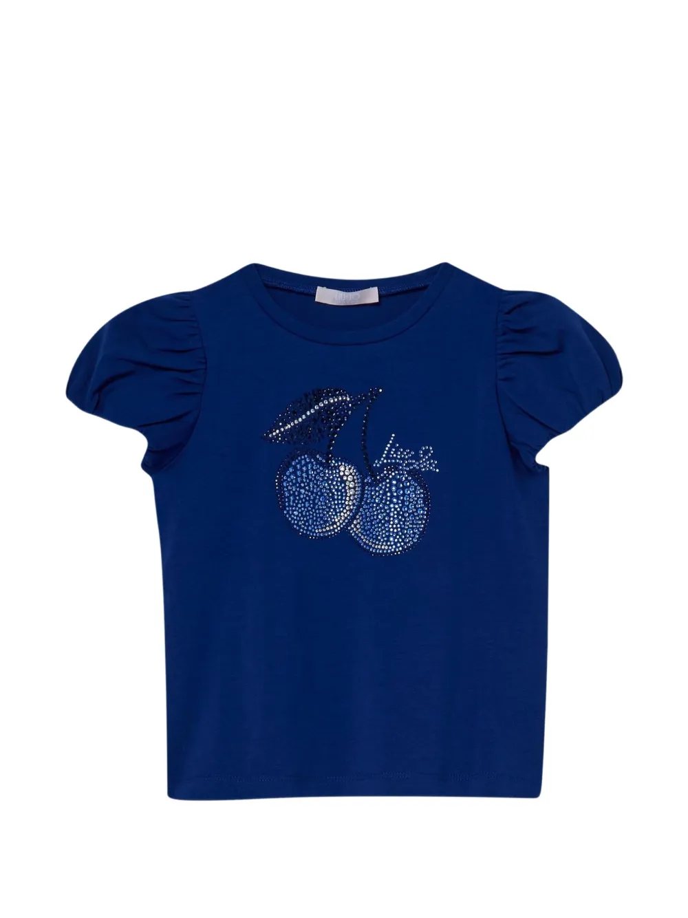 Liu Jo Kids rhinestone-embellished puffed-sleeve T-shirt - Blu