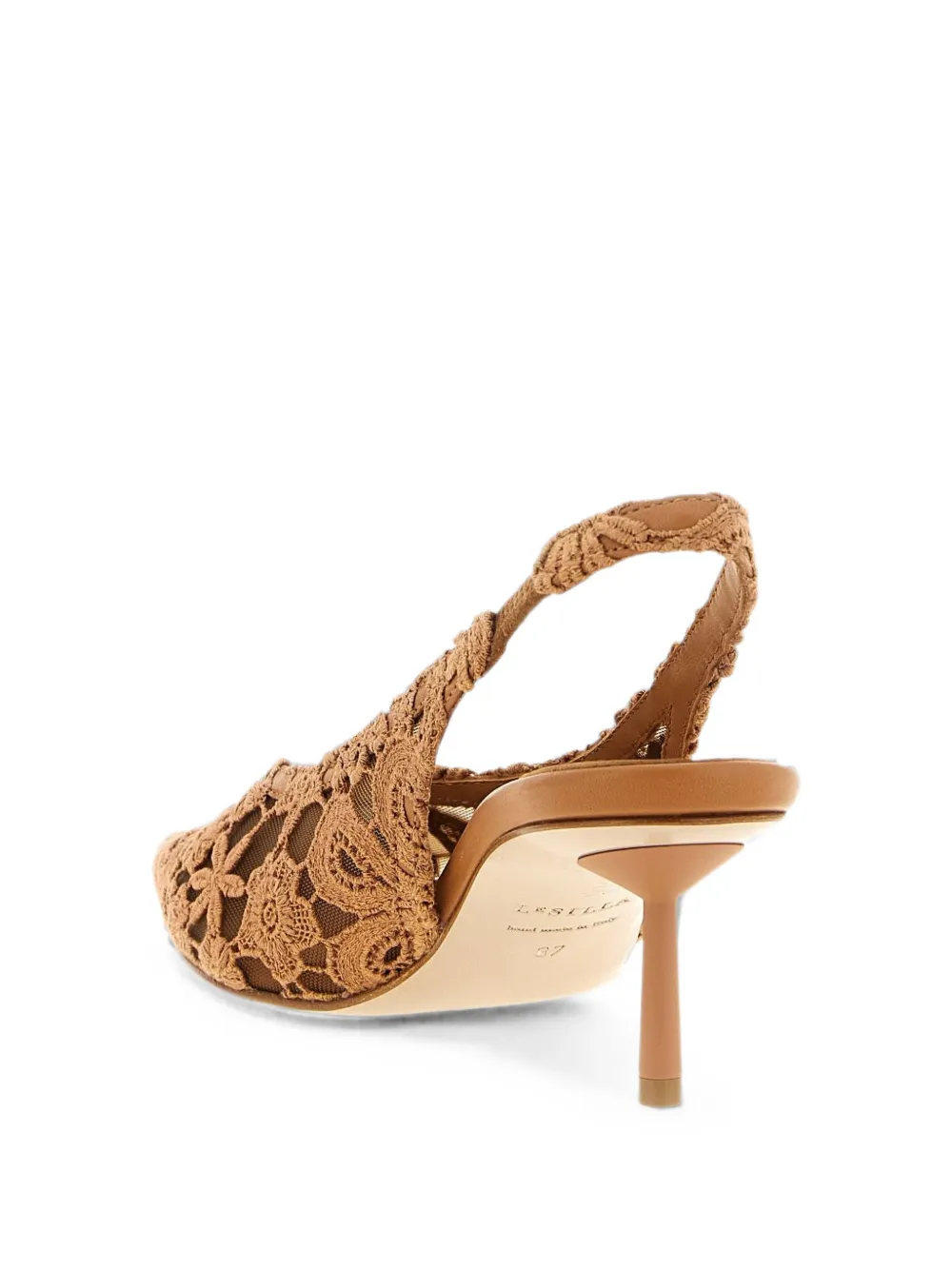 Le Silla Clivage lace-embellished slingback pumps Bruin